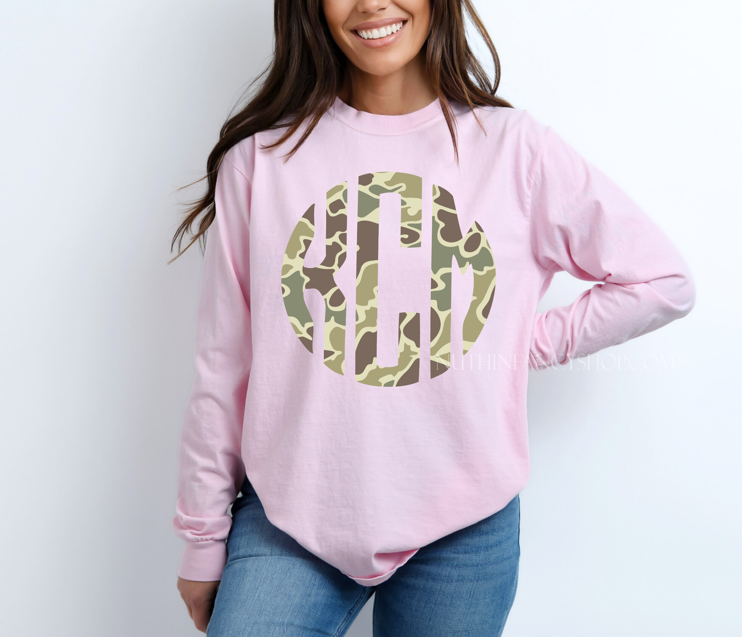 Camo Monogram on Light Pink