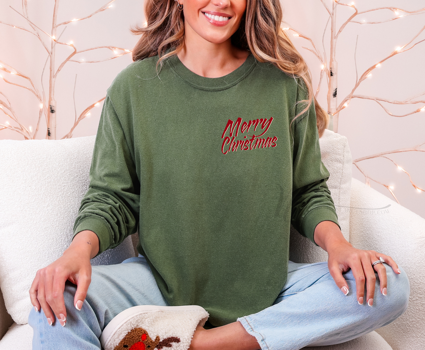 Merry Christmas Camo on Green