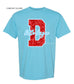 Dudley Little League Red FAUX Glitter Design on Bright Blue