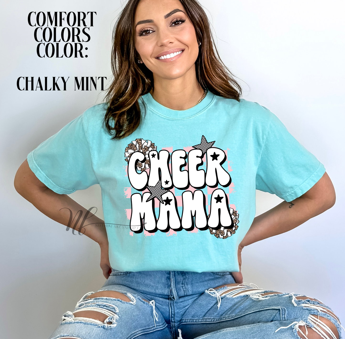 Leopard Poms Cheer Mama