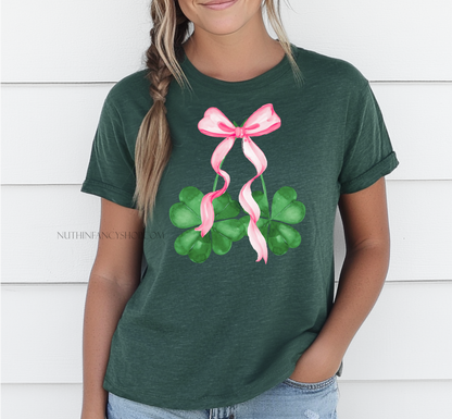 Shamrocks Coquette Bow on Dark Green
