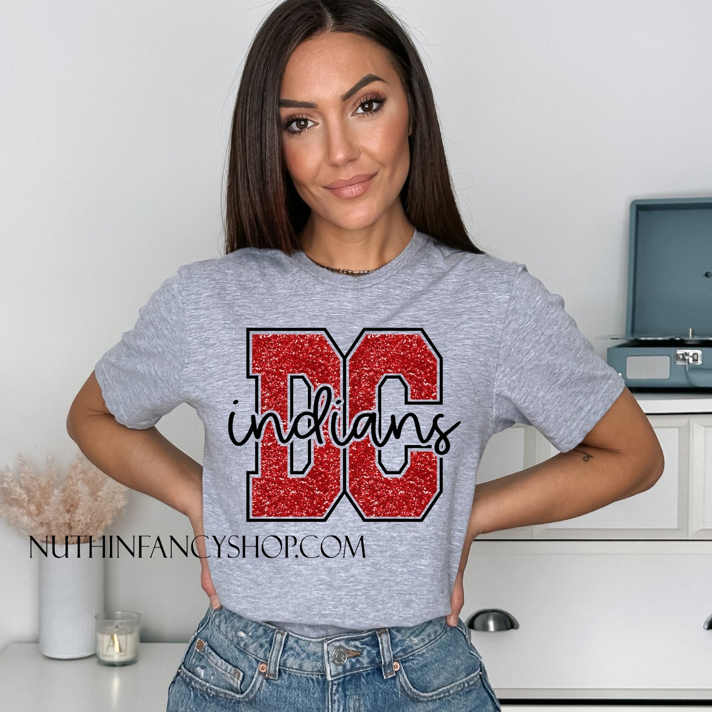 Dodge County Indians Bold Faux Glitter