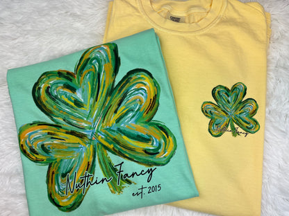 Watercolor Nuthin Fancy Shamrock Comfort Colors Mint