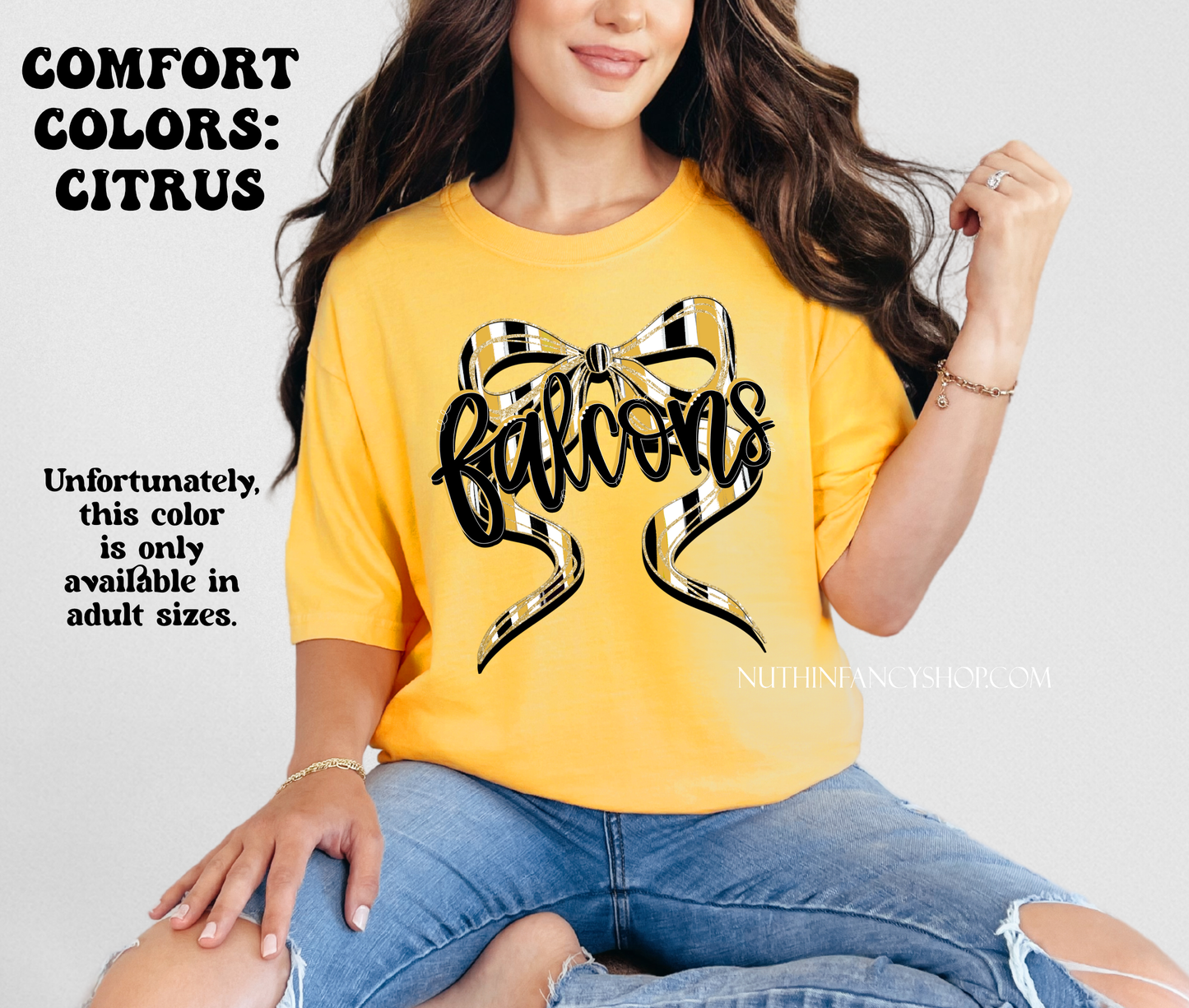 Falcons Hand Drawn Bow on Yellow Gold