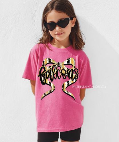 Falcons Hand Drawn Bow on Pink