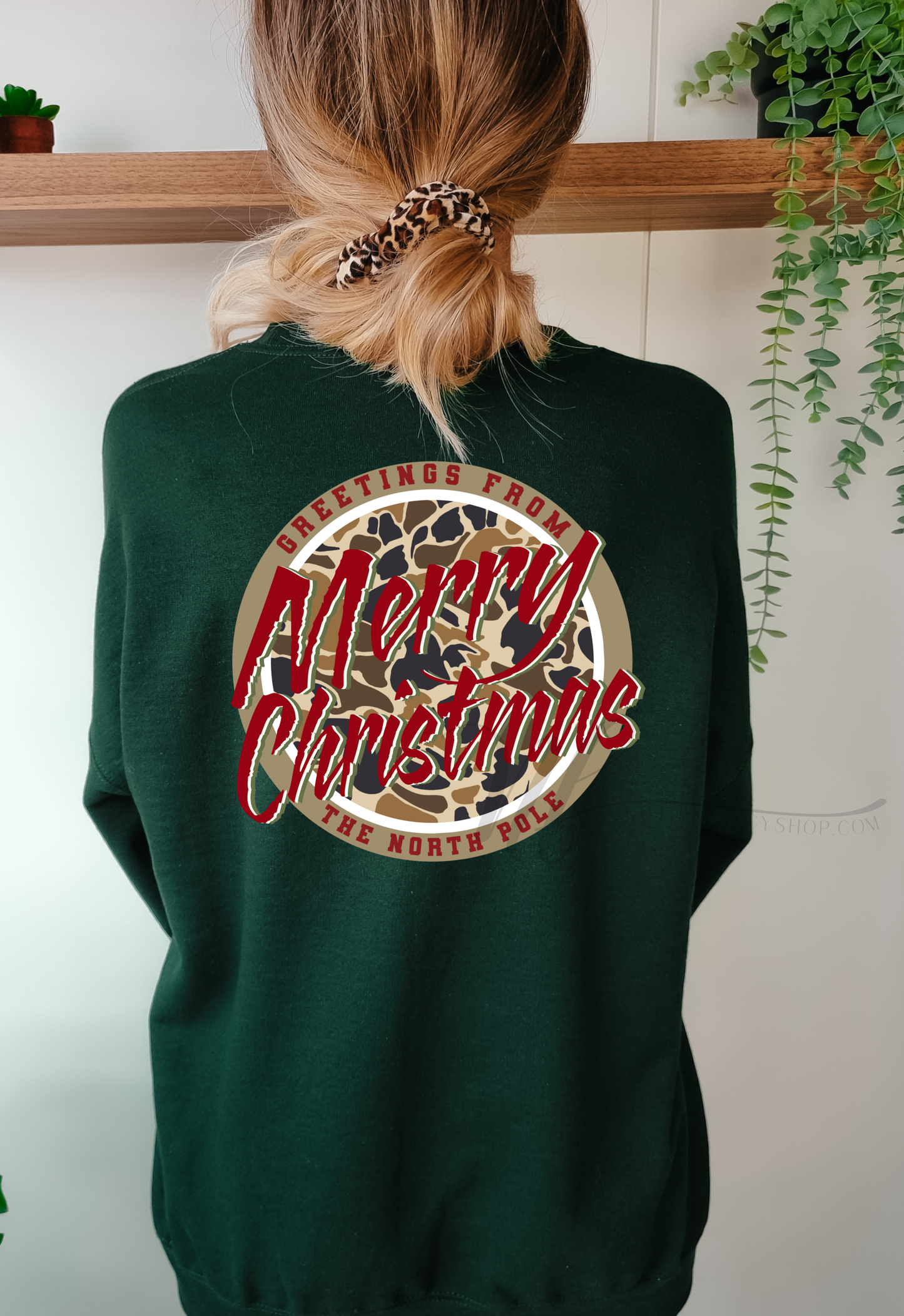 Merry Christmas Camo on Green