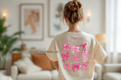 God Says I Am with Pink Coquette Scripture Bows