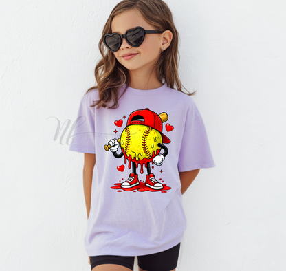 Girls Valentines Softball Drip