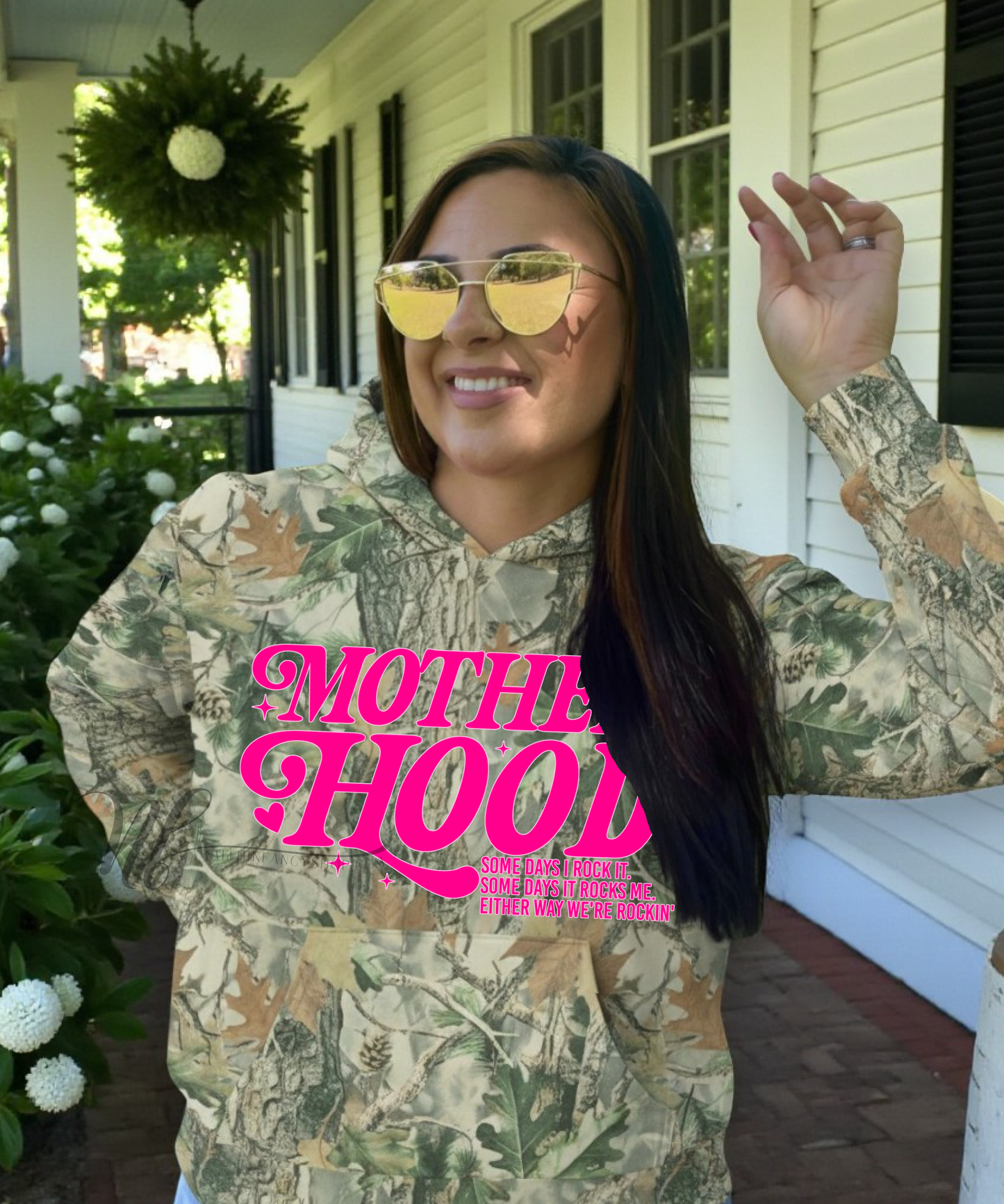 Motherhood, Vintage Camo Hoodie, Green and Grey Camo