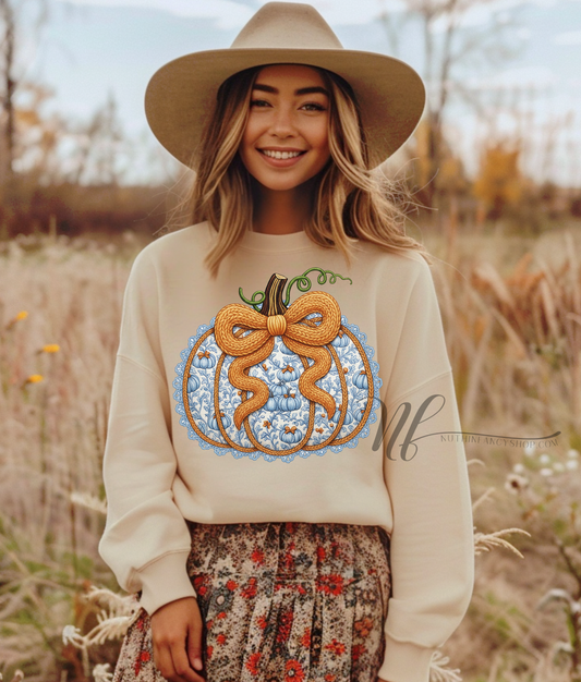 Laced Yarn Grandmillennial Pumpkin Bow