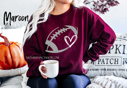 Maroon and Grey Football Heart