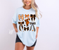 Orange and Black Spooky Bows on Light Blue