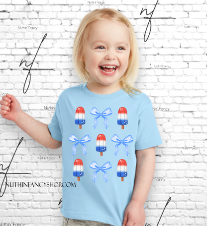Patriotic Popsicle Bow Collage on Light Blue