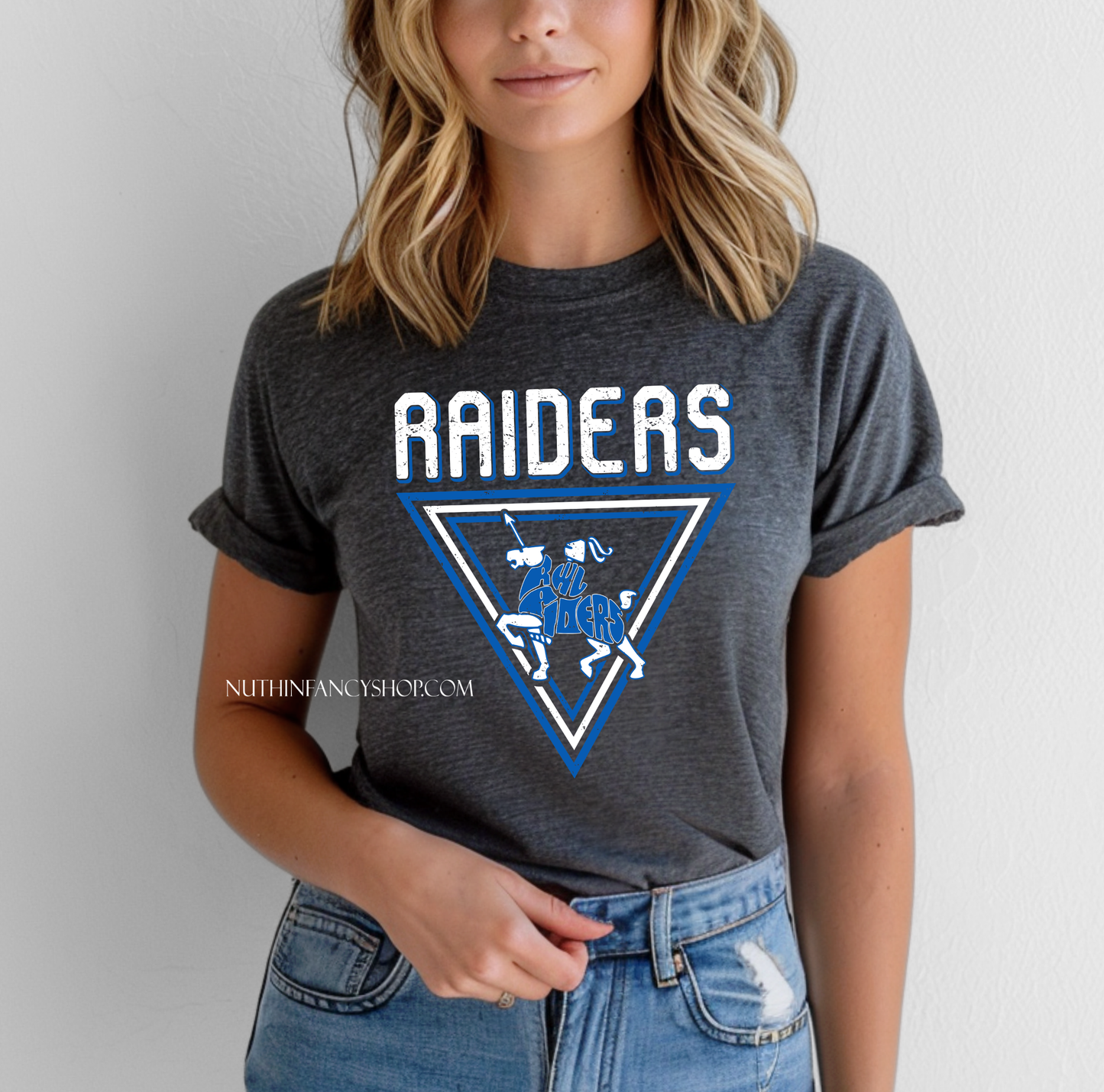 Raiders Vintage Triangle Man on the Horse on Dark Grey