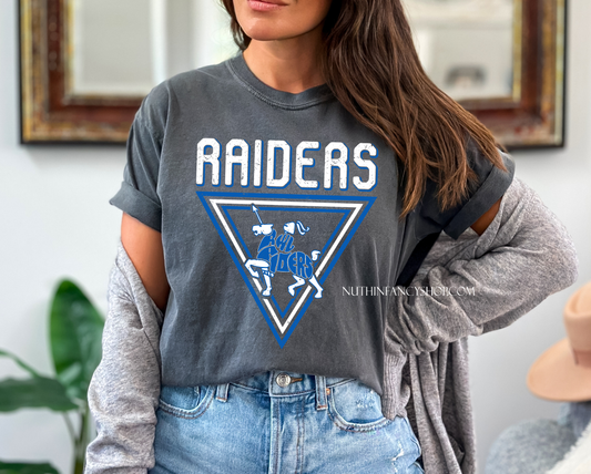 Raiders Vintage Triangle Man on the Horse on Dark Grey