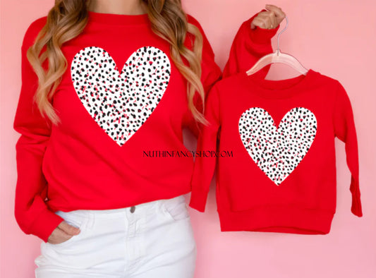 Distressed Dalmatian Heart Red