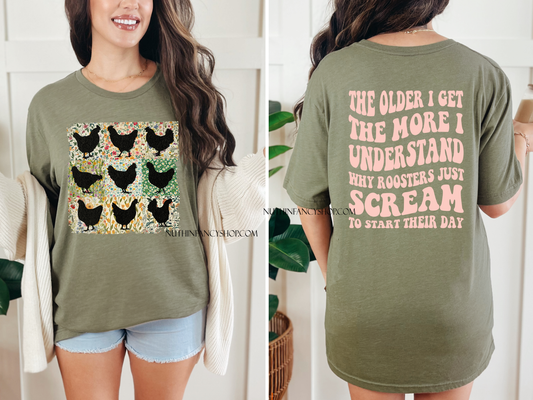 I Understand Why Roosters Scream to Start Their Day, Front and Back