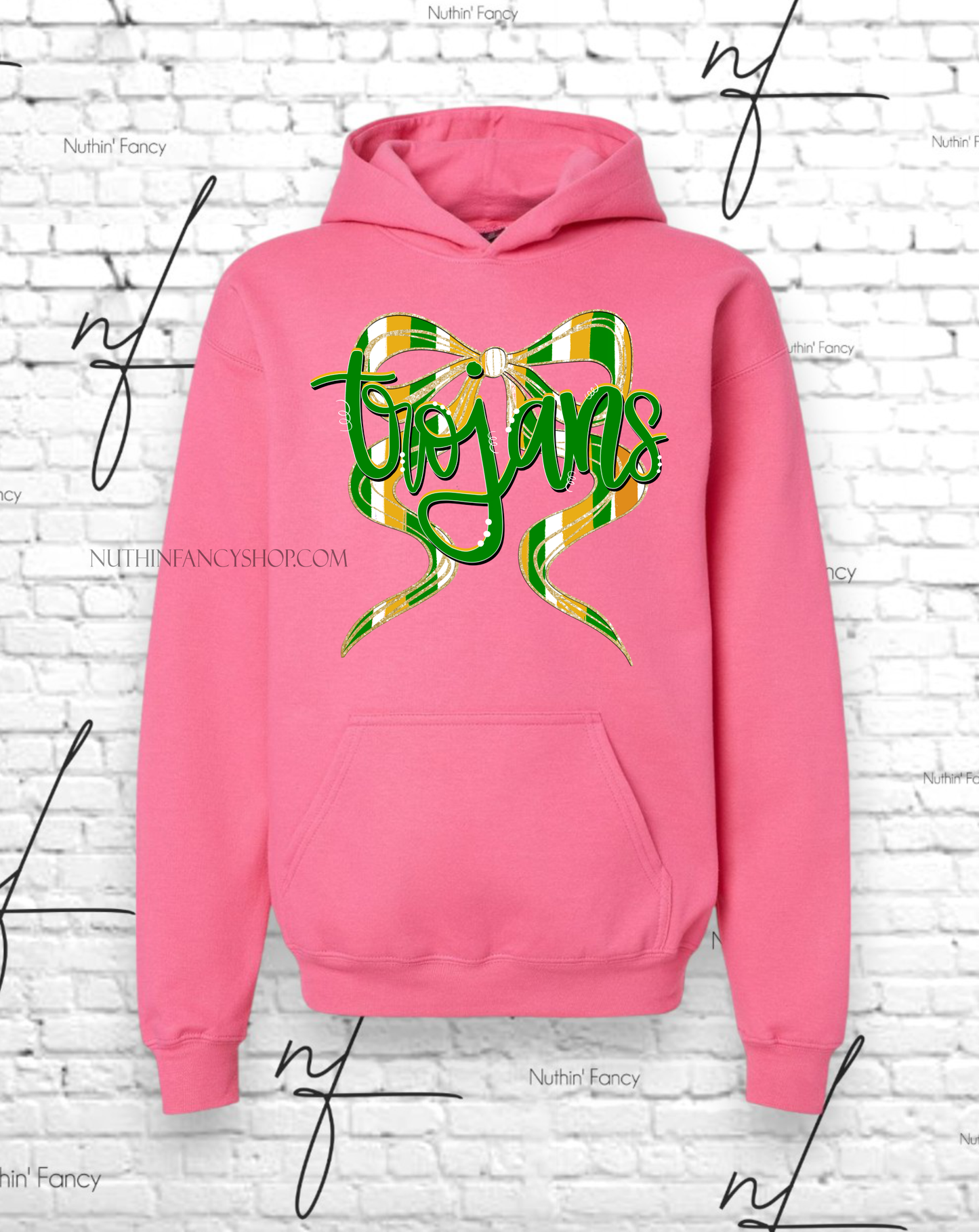 Trojans Hand Drawn Bow on Pink