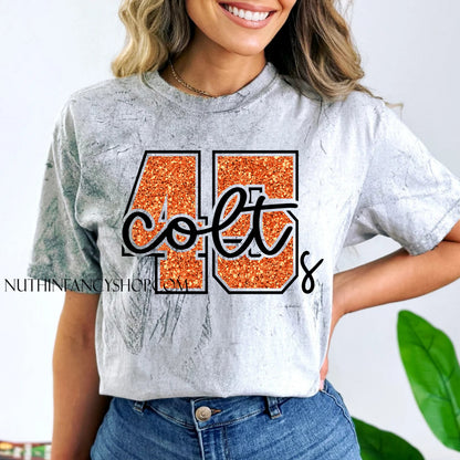 Colt 45s Faux Glitter, Comfort Colors Acid Wash