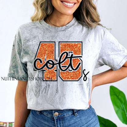 Colt 45s Faux Glitter, Comfort Colors Acid Wash