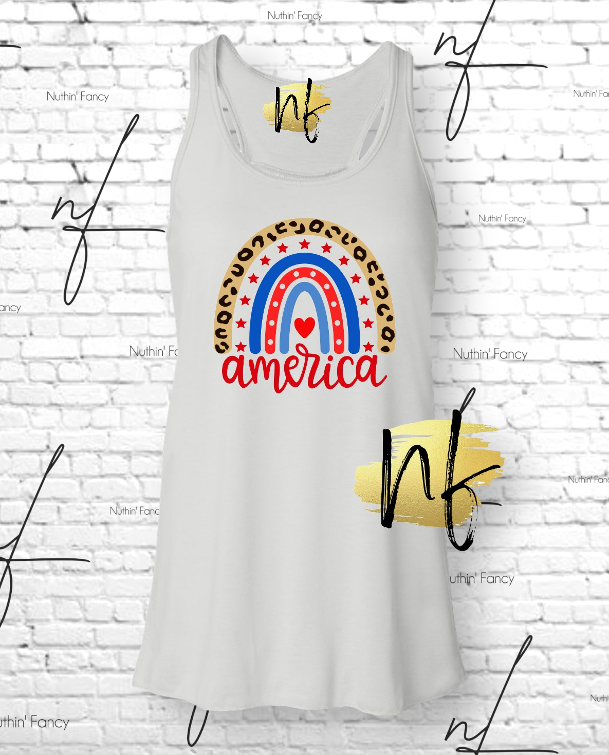 America Leopard Rainbow Racerback Tank