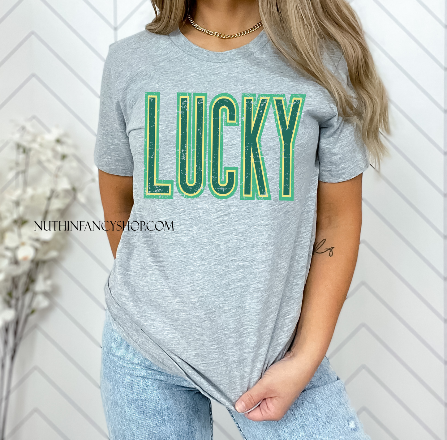 Oversized Retro LUCKY, Grey