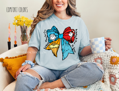 Be Kind Coquette Bow Characters on Light Blue