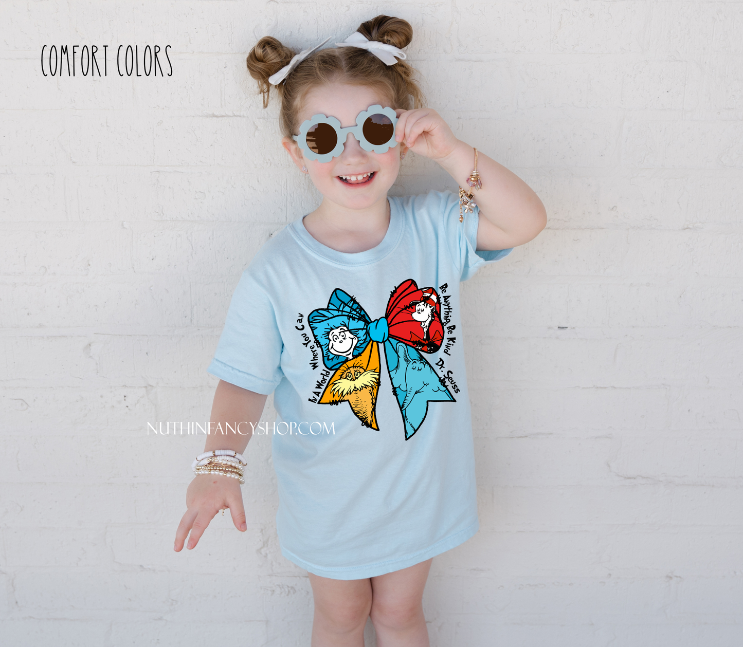 Be Kind Coquette Bow Characters on Light Blue