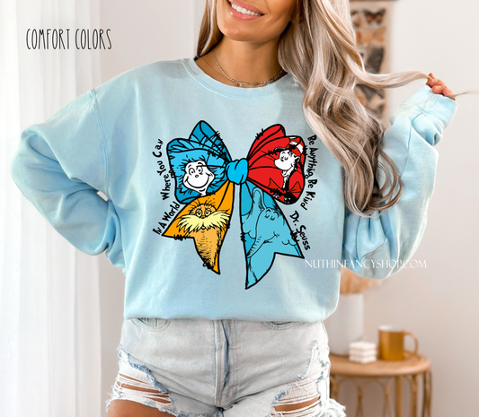 Be Kind Coquette Bow Characters on Light Blue