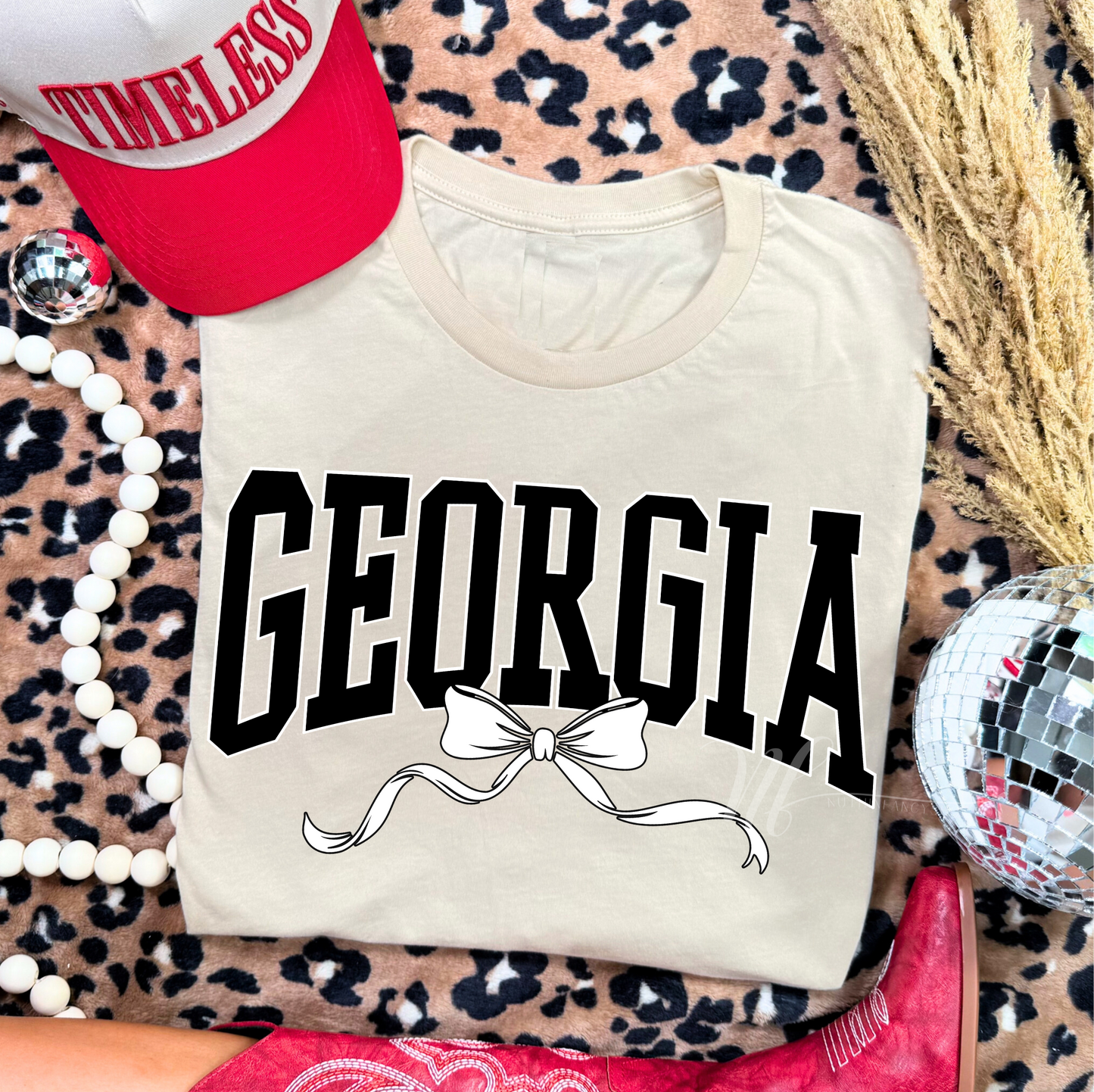 Black Coquette Varsity Georgia on Ivory