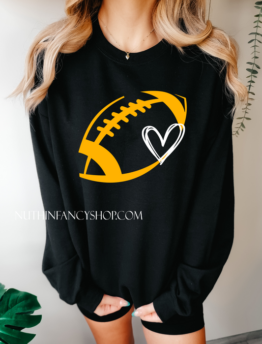 Black and Gold Football Heart