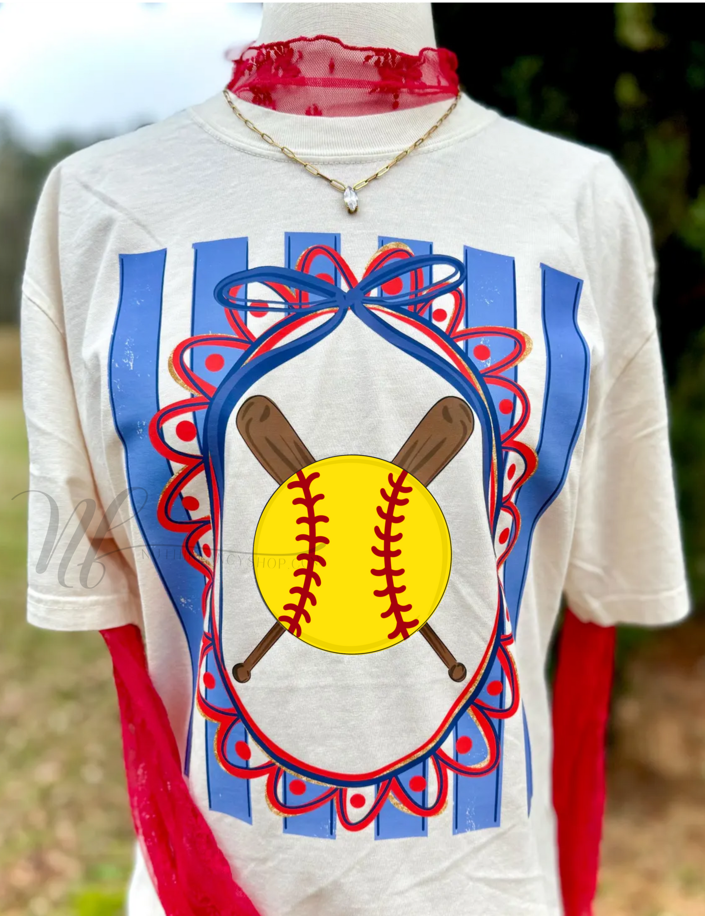 Blue Striped Softball Coquette