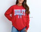Dudley Preppy Blue Floral on Red