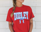 Dudley Preppy Blue Floral on Red