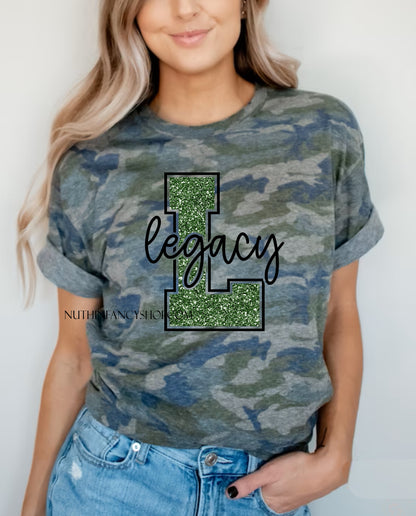 Legacy Bold Faux Green Glitter, Camo
