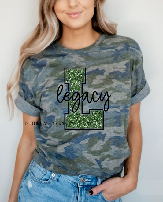 Legacy Bold Faux Green Glitter, Camo