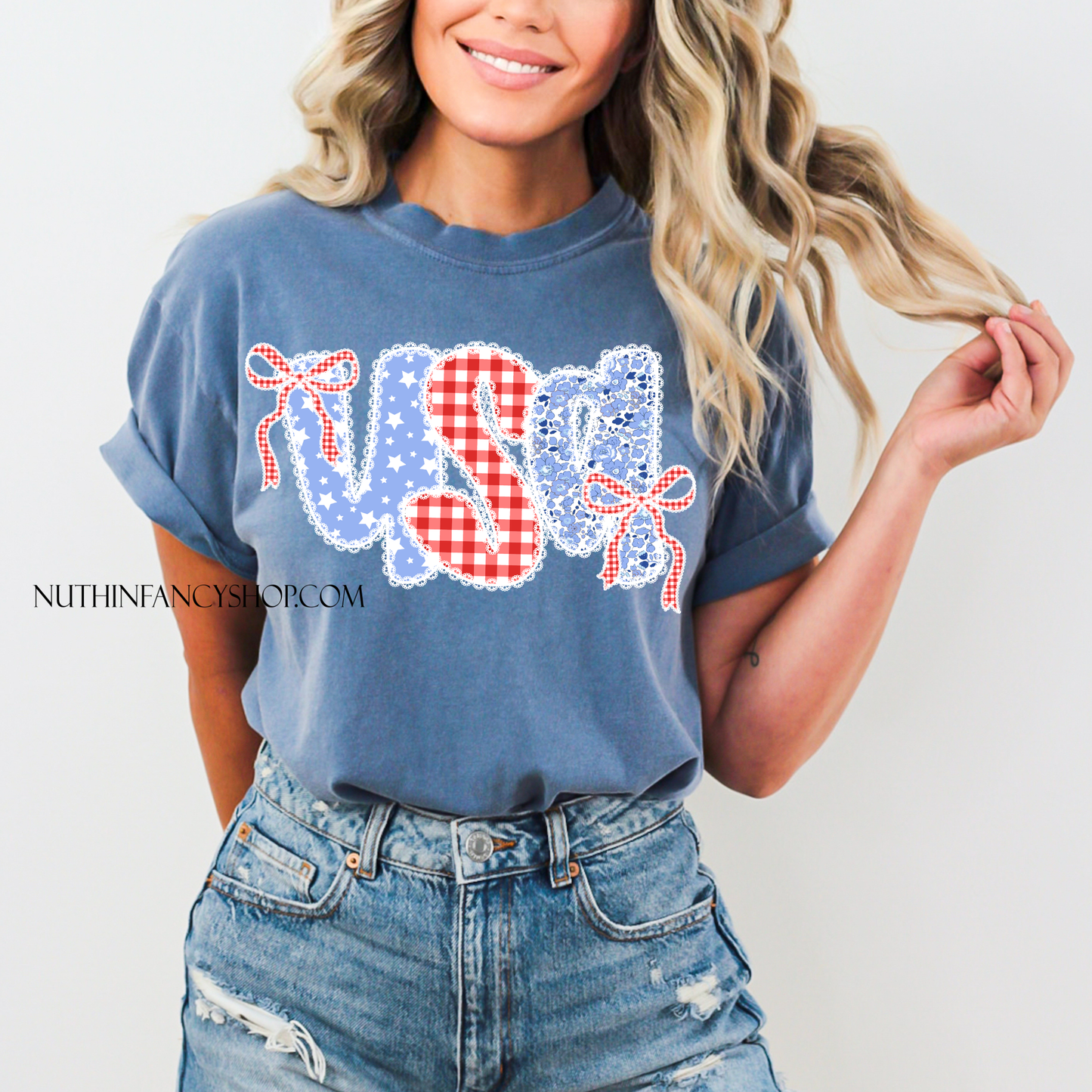 Coquette USA Lace Floral on Denim