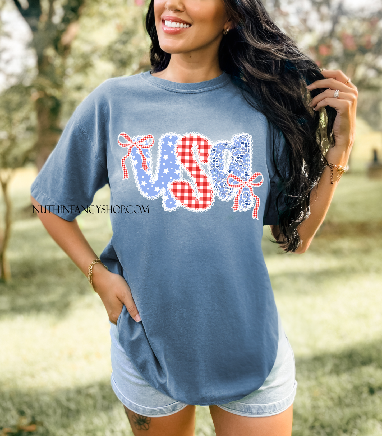 Coquette USA Lace Floral on Denim