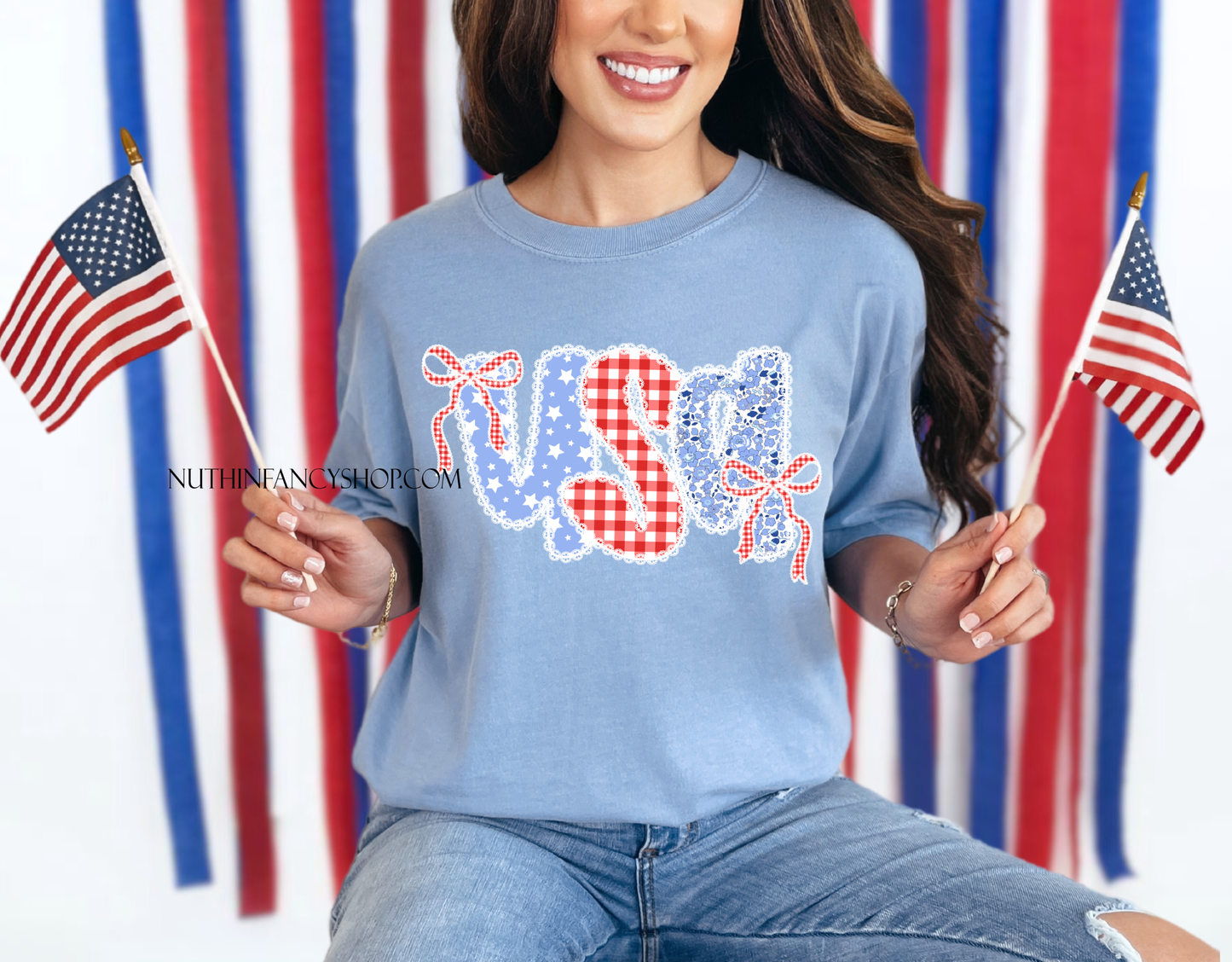 Coquette USA Lace Floral on Denim