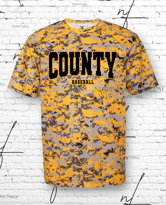Harris County Baseball Digital Camo, Gold