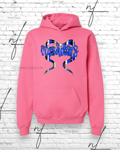 Crusaders Hand Drawn Bow on Pink