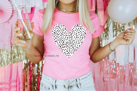 Distressed Dalmatian Heart Light Pink