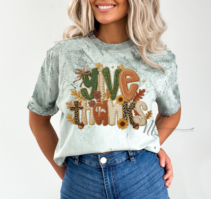 Give Thanks Fall Mix Faux Yarn, Comfort Colors Acid Wash