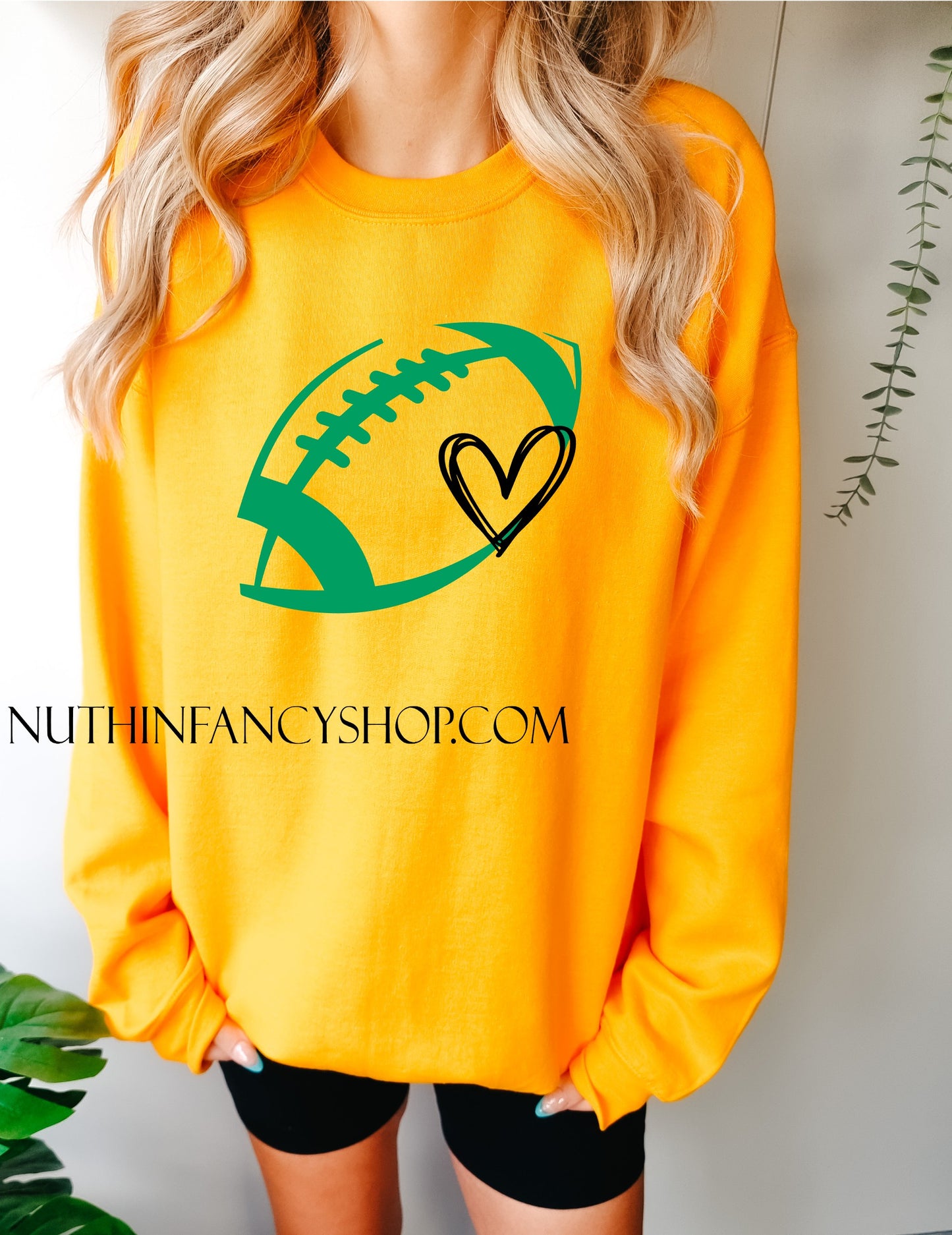 Green and Gold Football Heart
