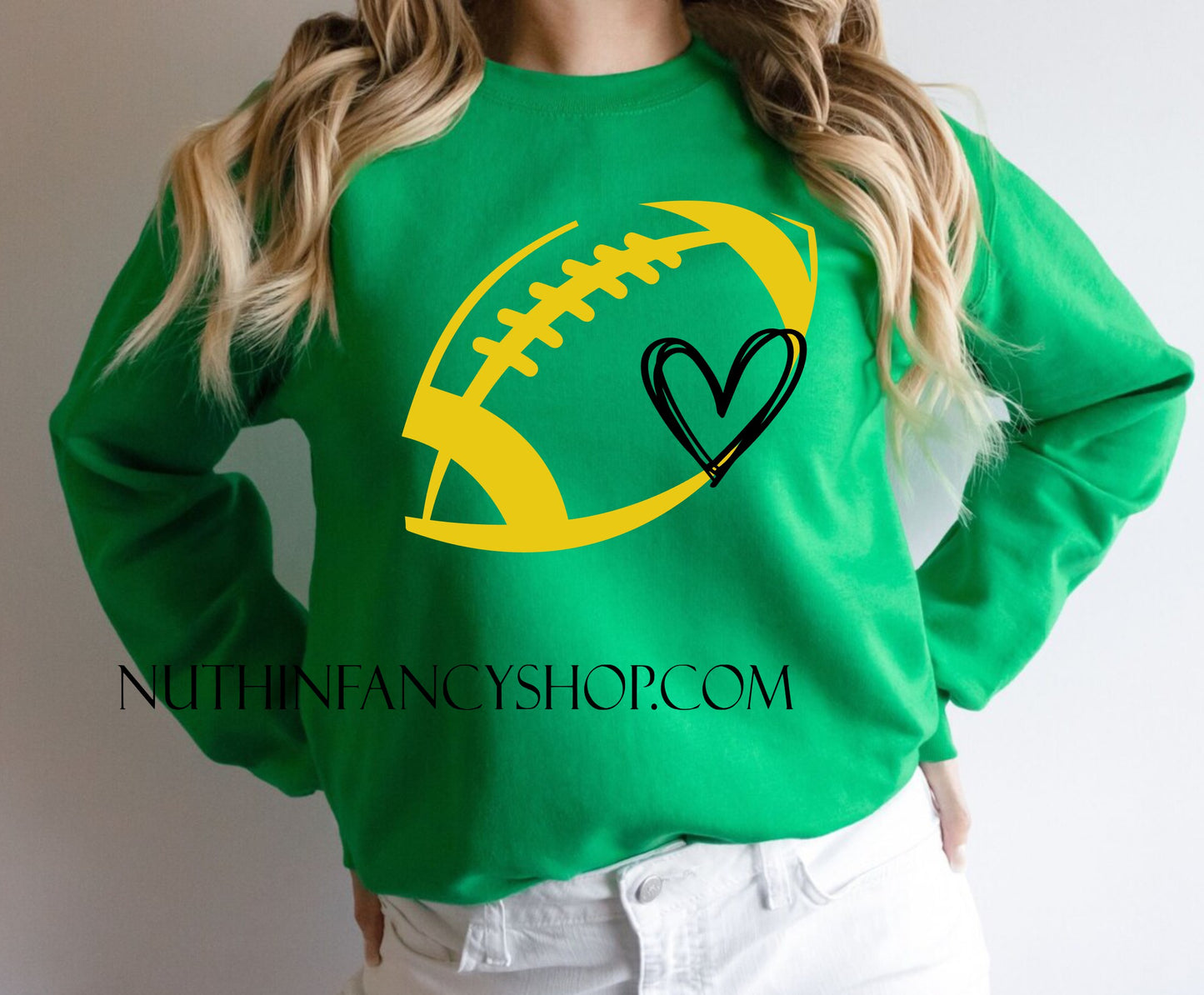 Green and Gold Football Heart