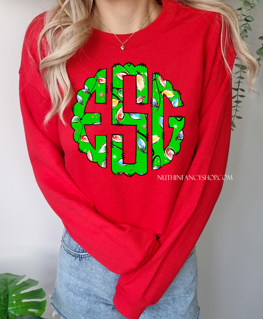 Green Lights Circle Monogram