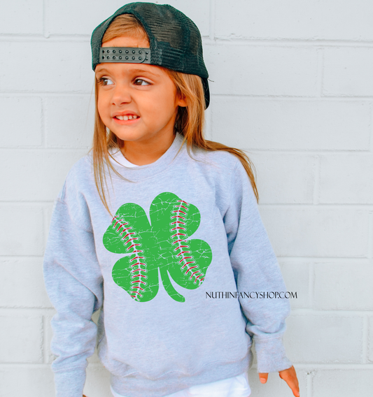 Green Distressed Baseball Shamrock