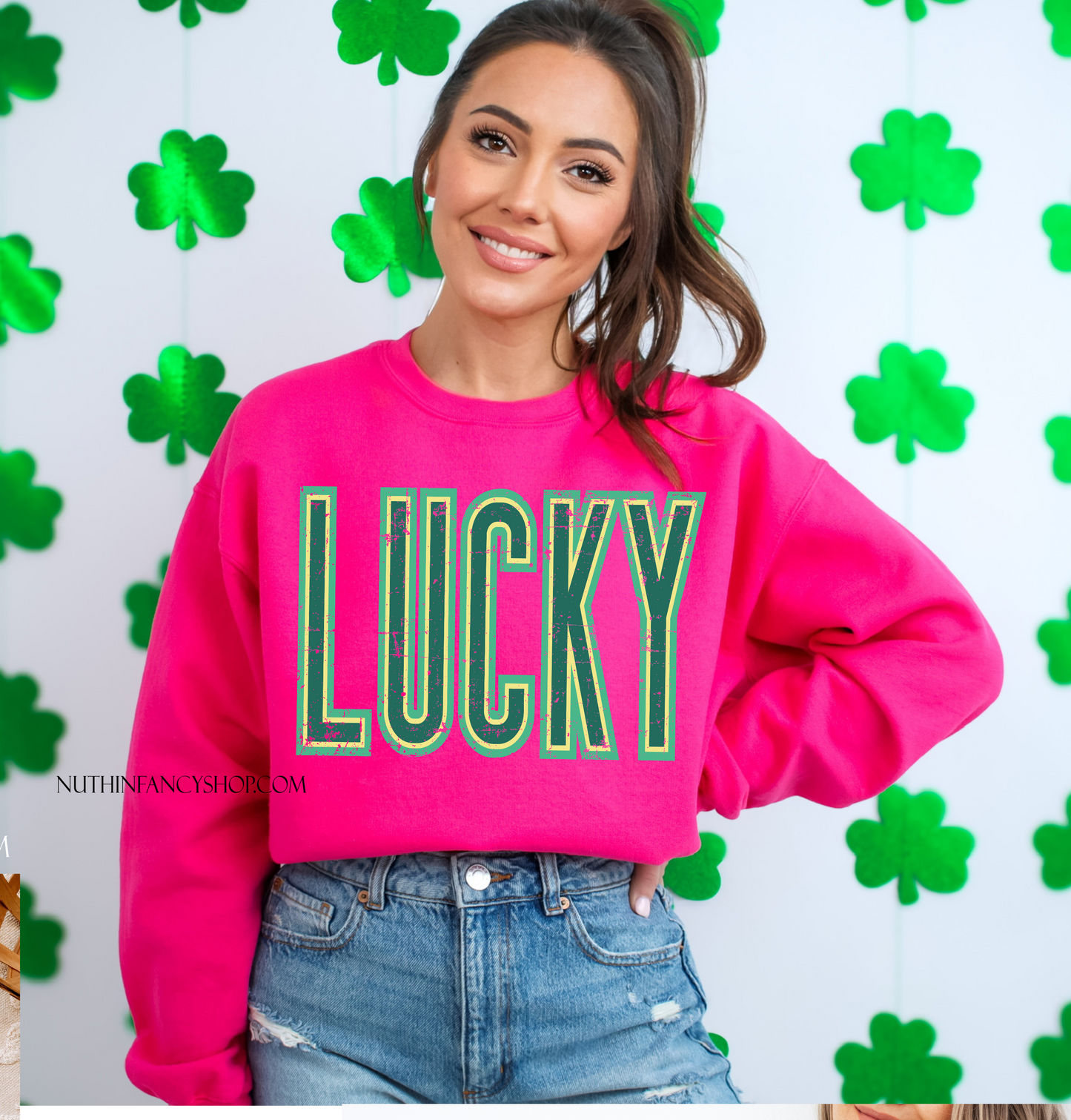 Oversized Retro LUCKY, Hot Pink
