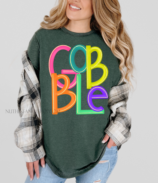 Stacked Colorful Gobble, Dark Green