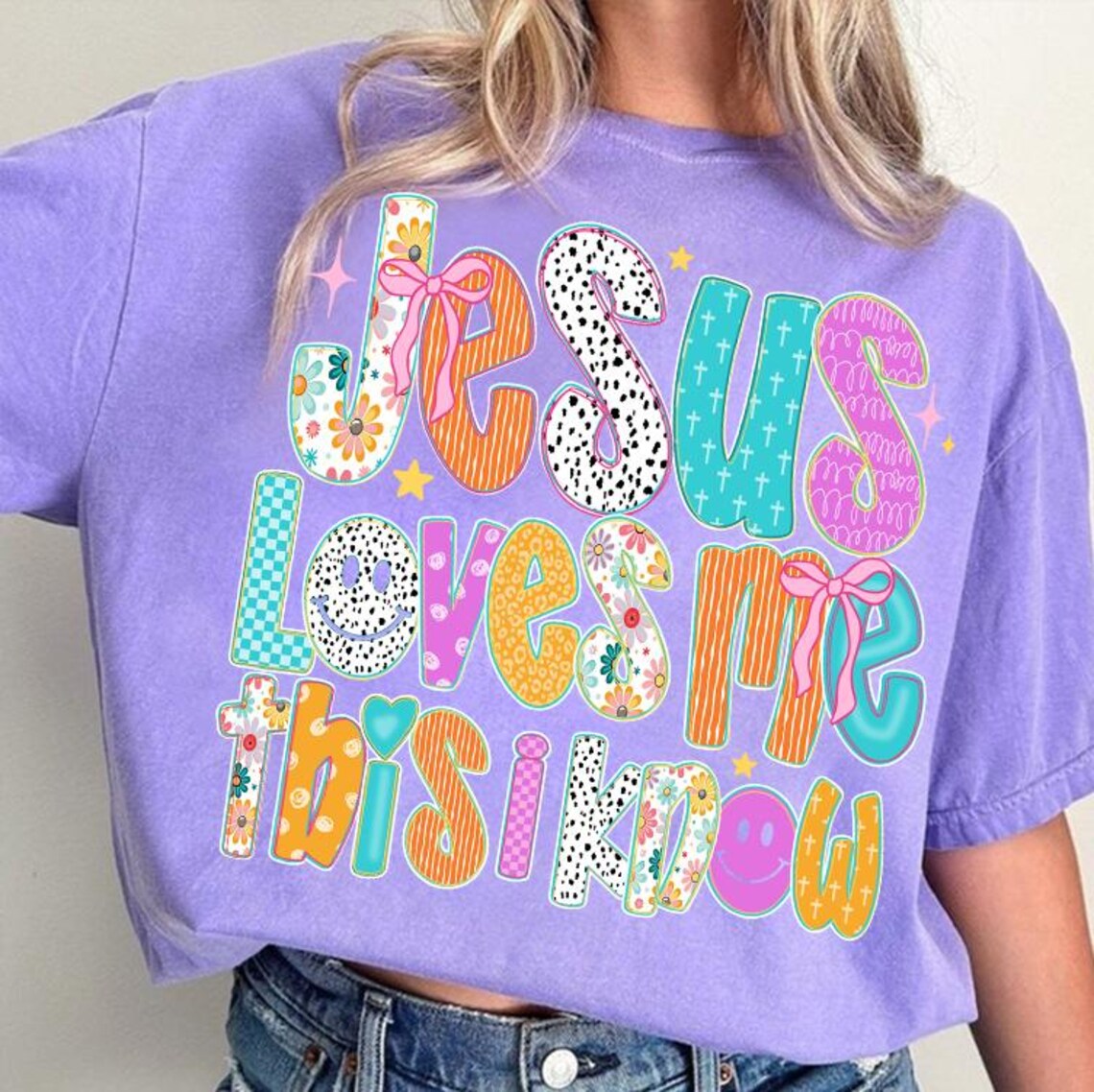 Jesus Loves Me Preppy Alpha Doodle, Violet